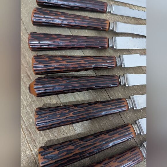 Sheffield crown regency knife set, faux horn handles mixed set - Picture 3 of 8